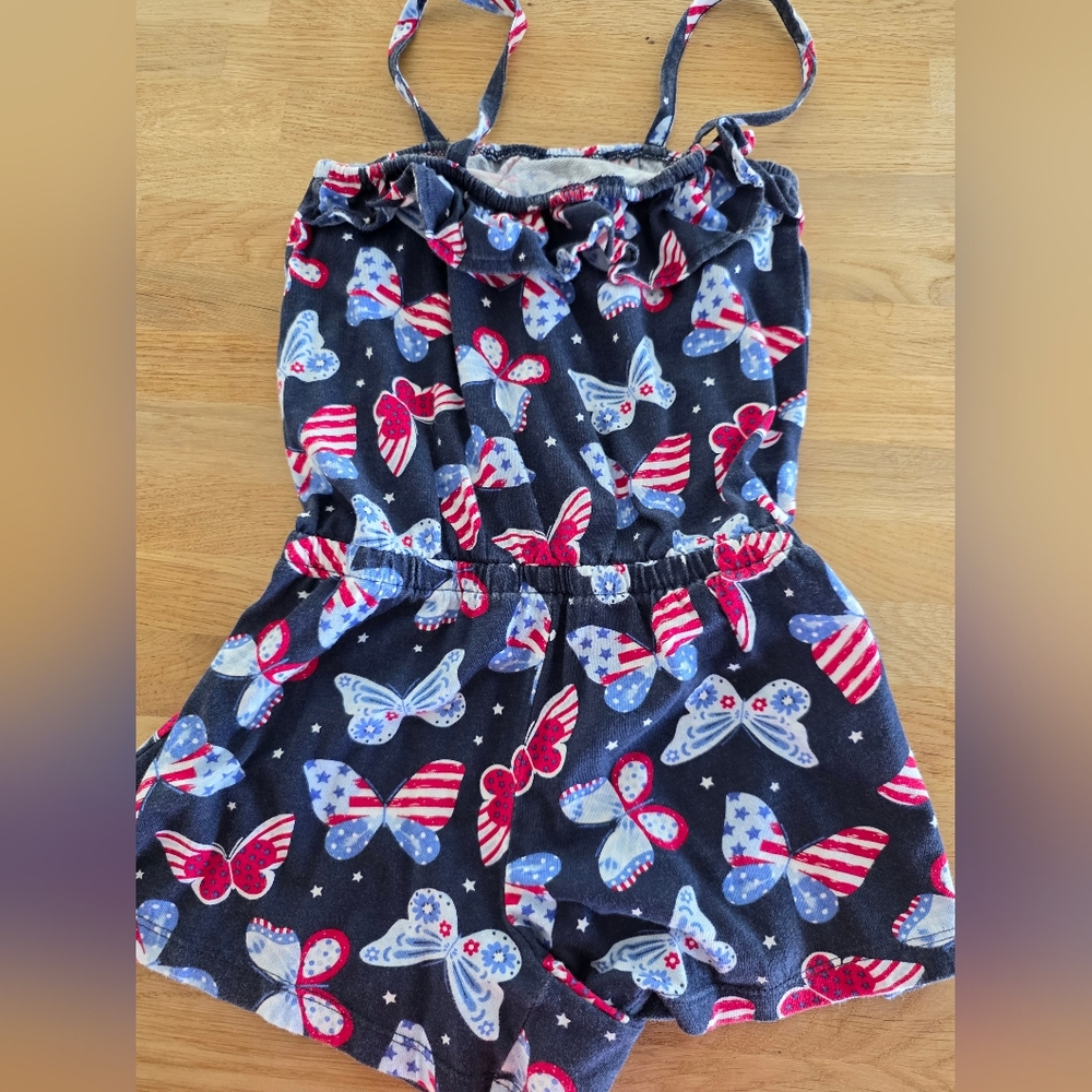The Children’s Place Girls Patriotic Butterfly Ruffle Romper Medium 7/8